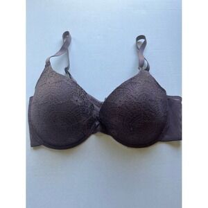 Delta Burke Bra 38D Purple Lace Padded Underwire Adjustable Clasp Back